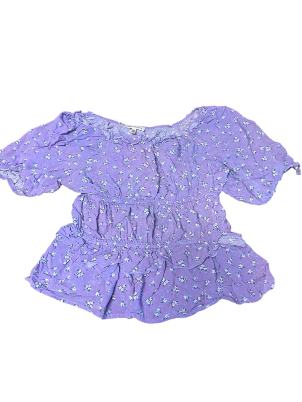 Lavender Floral Peplum Blouse - Women
